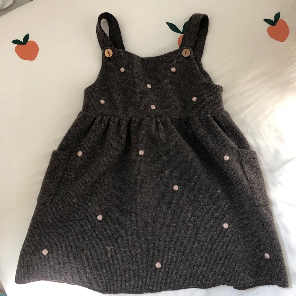 Zara dress brown/charcoal w light pink dots size 2-3T
